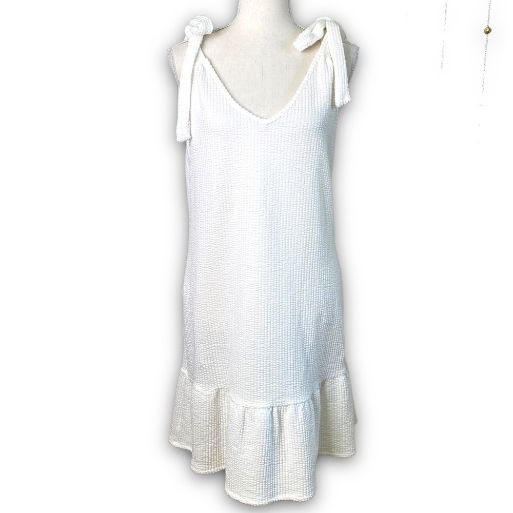 Green Envelope White Cotton Tunic Dress